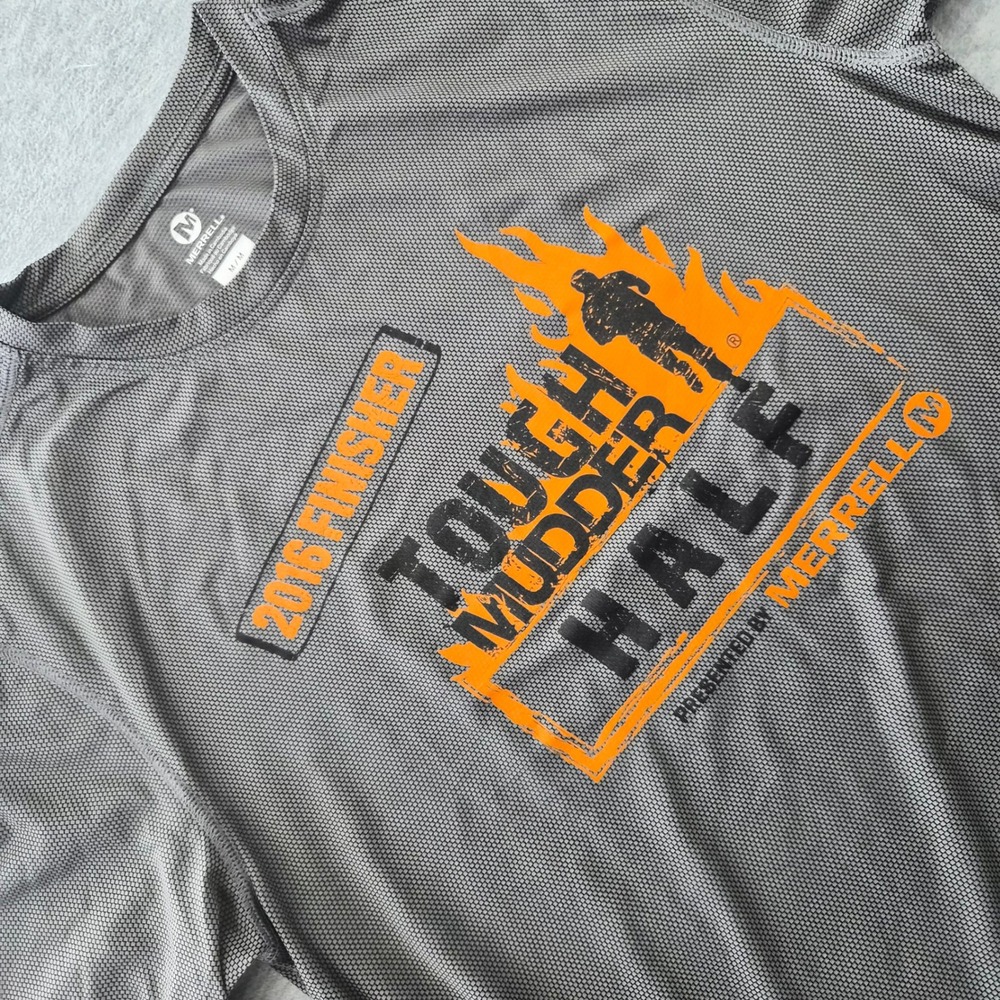 Merrell Mens Tough Mudder Half 2016 Finisher Performance Shirt Gray Medium